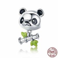 925 Sterling Zilver European Beads, Panda, zonder troll & glazuur, 12x18mm, Gat:Ca 4.5-5mm, Verkocht door PC