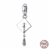 Ταϊλάνδη Sterling Silver European μενταγιόν, Καπέλο, χωρίς troll, 10x29mm, Τρύπα:Περίπου 4.5-5mm, Sold Με PC