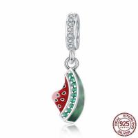 925 Sterling Silver Pendant European, Watermelon, platanam plátáilte, gan troll & cruan & le zirconia ciúbach, 7x22mm, Poll:Thart 4.5-5mm, Díolta De réir PC