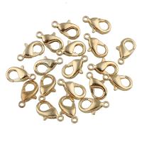 Iron Karabijnslot, Ijzer, gold plated, enkelstrengs, lood en cadmium vrij, 7x12x3mm, Gat:Ca 1mm, 100pC's/Lot, Verkocht door Lot