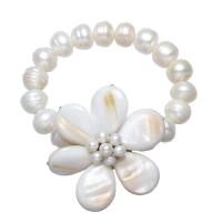 Freshwater Pearl Armband, med White Shell, naturlig, 38x39x17mm, Såld Per Ca 7.5 inch Strand