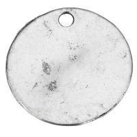 Pendentifs en alliage de zinc, Plat rond, Plaqué de couleur d'argent, protéger l'environnement, sans nickel, plomb et cadmium, 37x1.50mm, Trou:Environ 4mm, 50PC/lot, Vendu par lot