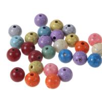 Acryl Schmuck Perlen, rund, imitierter Türkis, gemischte Farben, 10mm, Bohrung:ca. 1mm, 50PCs/Tasche, verkauft von Tasche