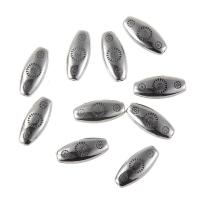 Grânulos de plásticos revestido de cobre, plástico revestido de cobre, Oval achatado, banho de cor prata antiga, 21x10mm, Buraco:Aprox 1mm, 100PCs/Bag, vendido por Bag