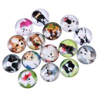 Glass Cabochons Flat Round time gem jewelry & mixed pattern & flat back & decal 20mm Sold By Bag