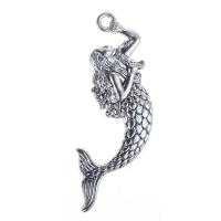 Zinc Alloy Pendler, Mermaid, antik sølv farve forgyldt, bly & cadmium fri, 20x72mm, Hole:Ca. 1mm, 2pc'er/Bag, Solgt af Bag