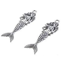 Zinc Alloy Pendants Mermaid antique silver color plated lead & cadmium free Approx 1mm Sold By Bag