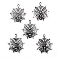 Pendentifs en alliage de zinc, toile d'araignée, Plaqué de couleur d'argent, sans plomb et cadmium, 22mm, Trou:Environ 1mm, 30PC/sac, Vendu par sac