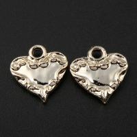 Pendentifs coeur en alliage de zinc, Plaqué d'or 18K, sans plomb et cadmium, 12x13x2.50mm, Trou:Environ 1.5mm, Vendu par PC