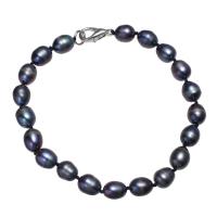 perle d'eau douce cultivée bracelet, avec laiton, riz, pour femme, 7-8mm, Vendu par Environ 7.5 pouce brin