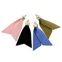 Katoenfluweel Hanger, met zinklegering borgtocht, gold plated, gemengde kleuren, 30x50x7mm, Gat:Ca 1mm, 100pC's/Bag, Verkocht door Bag