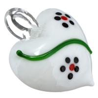 المعلقات Lampwork موضة, امبورك, قلب, 32x38x17mm, حفرة:تقريبا 6x6mm, 10أجهزة الكمبيوتر/الكثير, تباع بواسطة الكثير