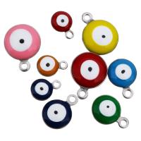 Stainless Steel Pendants Flat Round evil eye pattern & enamel Approx 1.5mm Sold By Lot