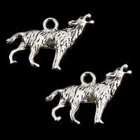 Zinklegering Animal Hangers, Zinc Alloy, Wolf, antiek zilver plated, lood en cadmium vrij, 12x25mm, Gat:Ca 1mm, 30pC's/Bag, Verkocht door Bag