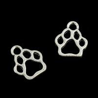 Pendentifs en alliage de zinc, bear Paw, Plaqué de couleur d'argent, sans plomb et cadmium, 10x11mm, Trou:Environ 1mm, 30PC/sac, Vendu par sac