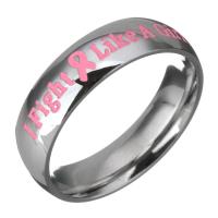 Émail Acier inoxydable Bague, avec le motif de lettre & pour femme & émail, couleur originale, 6mm, Taille:11, Vendu par PC