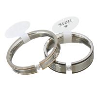 Ruostumaton teräs pari Ring, päällystetty, Unisex & kirjaimella kuvio & tekojalokivi, sekavärit, 4mm, 6mm, Koko:6-12, 2PC/erä, Myymät erä