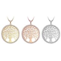 Zink alloy sweater halskettingen, Zinc Alloy, Tree of Life, plated, twist ovale keten & balketting & voor vrouw & met strass & hol, meer kleuren voor de keuze, nikkel, lood en cadmium vrij, 54mm, Per verkocht Ca 27.5 inch Strand