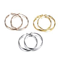 Mens acier inoxydable Hoop boucles d'oreilles, pour femme, plus de couleurs à choisir, 53x51mm, Vendu par paire