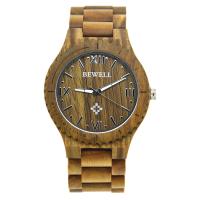 BEWELL® Collection de montres, bois, avec verre & acier inoxydable, Résistant à l’eau de vie & différents matériaux pour le choix & pour homme, 56mm, Longueur Environ 8.5 pouce, Vendu par PC