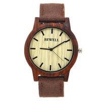 BEWELL® horlogecollectie, Canvas, met Glas & Hout & Roestvrij staal, Leven waterbestendig & verstelbaar & voor de mens, meer kleuren voor de keuze, 42mm, Lengte Ca 8.5 inch, Verkocht door PC