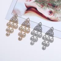 Boucles d'oreilles en alliage de zinc, acier inoxydable puce boucle d'oreille, Placage, pour femme & avec strass, plus de couleurs à choisir, sans plomb et cadmium, 36x78mm, Vendu par paire