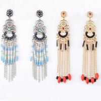 Zinc Alloy Tassel Earring, roestvrij staal oorbel bericht, kwast, plated, voor vrouw & met strass, meer kleuren voor de keuze, lood en cadmium vrij, 20x105mm, Verkocht door pair