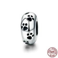 Tajlandia koralik European, Okrąg, wzorkiem Bear Paw & bez gwintu, 4x10mm, otwór:około 4.5-5mm, sprzedane przez PC