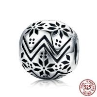 An Téalainn Sterling Silver European Bead, Babhta, gan troll, 10x10mm, Poll:Thart 4.5-5mm, Díolta De réir PC