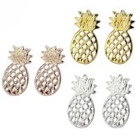 Zinklegering oorknoppen, Zinc Alloy, Ananas, plated, voor vrouw & hol, meer kleuren voor de keuze, 9x16mm, Verkocht door pair