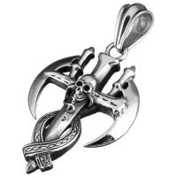 Acier inoxydable Crâne Pendentifs, Croix avec tête de mort, Bijoux d'Halloween & noircir, 33x49x8mm, Trou:Environ 8x12mm, Vendu par PC