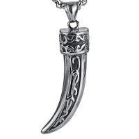 Pendentifs en titane, Acier titane, Dent de loup, noircir, 14x54mm, Trou:Environ 3mm, Vendu par PC