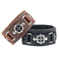 Cowhide Bracelet, le Sinc Alloy, dath airgid plated, unisex & cruan, dathanna níos mó le haghaidh rogha, 33mm, Díolta Per Thart 9 Inse Snáithe