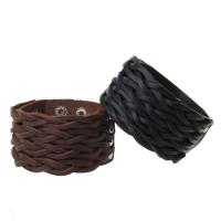 cuir de peau de vache bracelet, avec alliage de zinc, Placage de couleur argentée, durable & unisexe, plus de couleurs à choisir, 40mm, Vendu par Environ 9 pouce brin