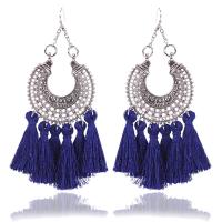 Fashion Fringe Boucles d'oreilles, alliage de zinc, avec Nylon, fer boucle d'oreille crochet, Plaqué de couleur d'argent, pour femme, plus de couleurs à choisir, sans plomb et cadmium, 100mm, Vendu par paire