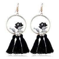 Zinc Alloy Tassel Earring, met Nylon Koord, ijzer oorbel haak, kwast, gold plated, voor vrouw, meer kleuren voor de keuze, lood en cadmium vrij, 45x83mm, Verkocht door pair