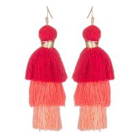 Fashion Fringe Boucles d'oreilles, alliage de zinc, avec corde en nylon, laiton boucle d'oreille crochet, Placage de couleur d'or, Style bohème & pour femme, plus de couleurs à choisir, protéger l'environnement, sans nickel, plomb et cadmium, 30x70mm, Vendu par paire