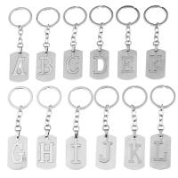 Key Chain, Zinc Alloy, med Rustfrit stål vedhæng, Brev, forgyldt, Unisex & forskellige stilarter for valg, nikkel, bly & cadmium fri, 100mm, 40x5mm, 10pc'er/Lot, Solgt af Lot