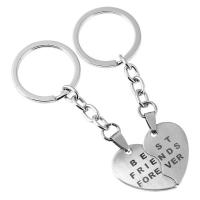 Key Chain, Cink Alloy, s Privjesak od nehrđajućeg čelika, Srce, riječ najbolji prijatelji zauvijek, pozlaćen, bez spolne razlike, nikal, olovo i kadmij besplatno, 100mm, 30mm, 5setovi/Lot, 2računala/Set, Prodano By Lot