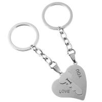 Bag Purse Charms Keyrings Keychains Zinc Alloy with Stainless Steel Pendant heart and key word I love you plated Unisex nickel lead & cadmium free 100mm 30mm  Sold By Lot