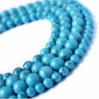 Turquoise Kralen, Synthetische Turquoise, Ronde, natuurlijk, verschillende grootte voor keus, blauw, Per verkocht Ca 15.7 inch Strand