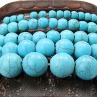 Perles turquoises, turquoise synthétique, avec turquoise synthétique, Rond, synthétique, normes différentes pour le choix, bleu, Longueur Environ 15.7 pouce, Environ 10Strandstoron/lot, Vendu par lot