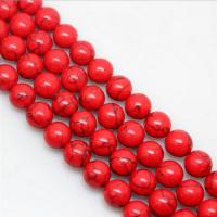 Turquoise Kralen, Synthetische Turquoise, Ronde, natuurlijk, verschillende grootte voor keus, rood, Per verkocht Ca 15.7 inch Strand