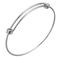 Rozsdamentes acél bangle, Stainless Steel, egynemű & állítható, az eredeti szín, 6mm, 1.5mm, Belső átmérő:Kb 63mm, 10PC-k/Lot, Által értékesített Lot