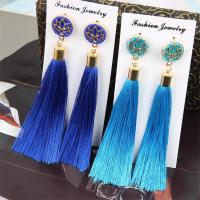 Fashion Fringe Earrings Zinc Alloy with Nylon Cord & Resin gold color plated for woman & with rhinestone nickel lead & cadmium free Sold By Pair