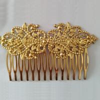 Dekoratív Hair Combs, Sárgaréz, -val Vas, galvanizált, a nő, több színt a választás, nikkel, ólom és kadmium mentes, 95x55mm, 5PC-k/Bag, Által értékesített Bag