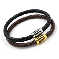 Cuir bracelet, Alliage de zinc fermoir magnétique, Placage, unisexe & émail, plus de couleurs à choisir, 6mm, Longueur Environ 8.6 pouce, 10Strandstoron/lot, Vendu par lot