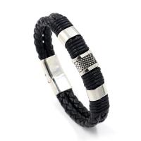 cuir PU bracelet, avec alliage de zinc, coloré, pour homme, couleur originale, Longueur Environ 8.3 pouce