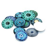 Glass Cabochons Flat Round time gem jewelry & mixed pattern & flat back Length Approx 7 Inch Sold By Bag