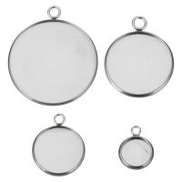 Pendentif en acier inoxydable Cadre, Plat rond, normes différentes pour le choix, couleur originale, Vendu par PC